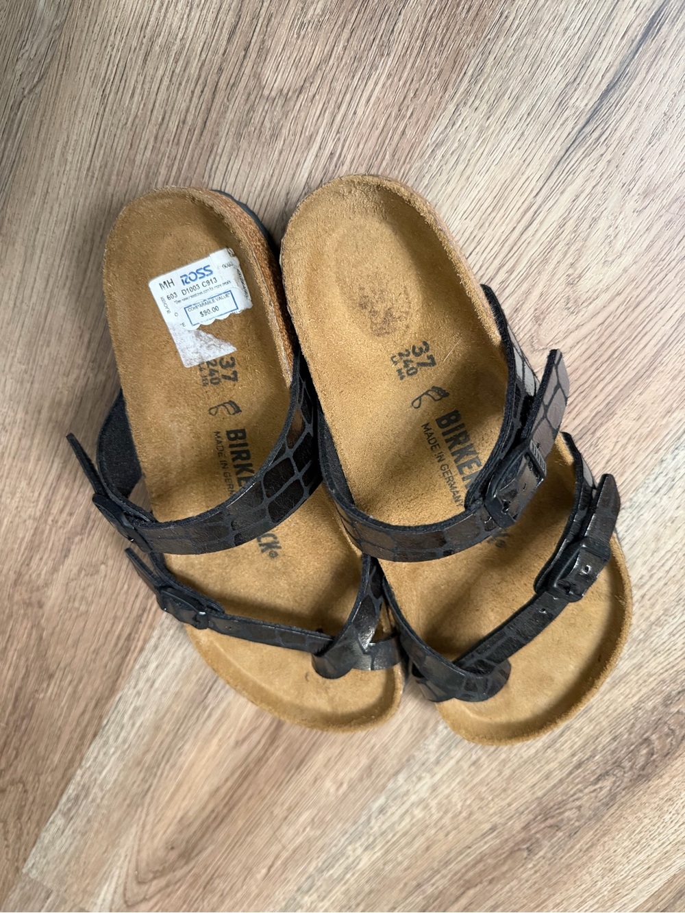Birkenstock Women’s Black Strappy Suede Two-Band Sandals
